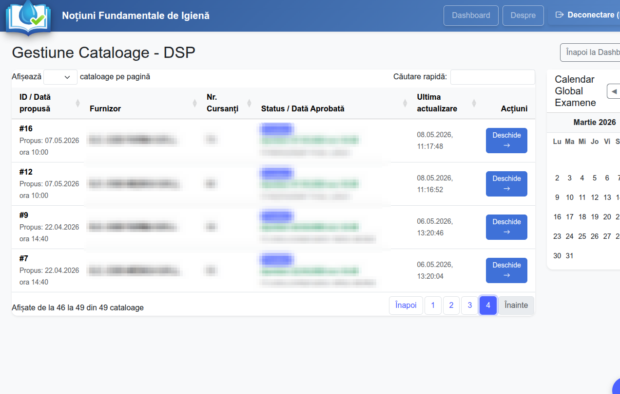 Captură ecran — Cataloage DSP